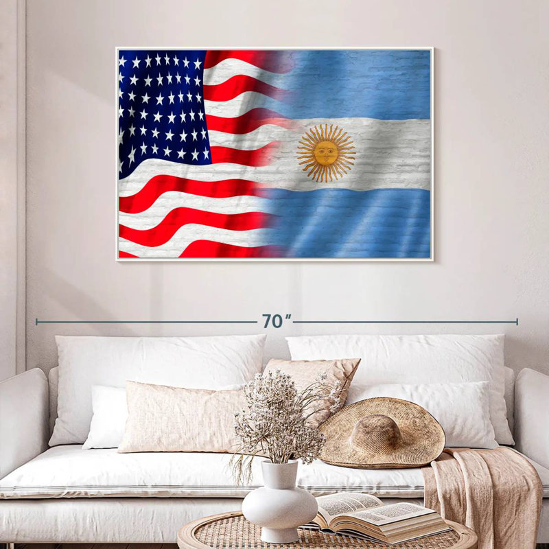 États-Unis et l'Argentine Molesley, 46 po x 31 po, Cadre flottant blanc