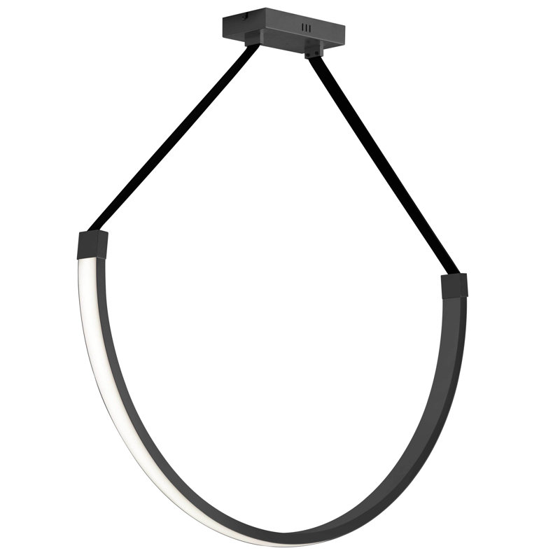 Luminaire suspendu à 1 lumière Carlheinz, Noir mat, H 21,75 po x l 40 po x P 2,5 po