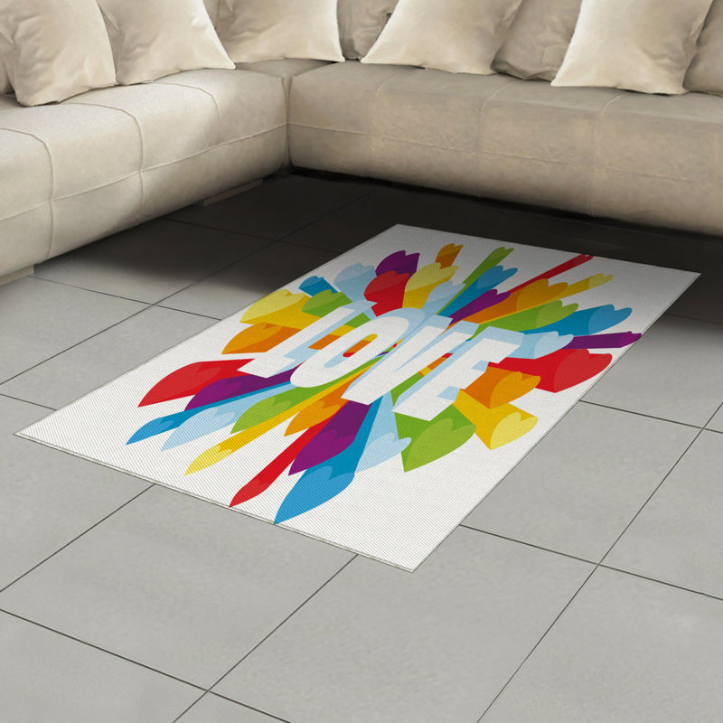 Colorful High Density Long Fiber Poly Threads Decorative Area Rug Carpet, Rectangle 4' x 5'8"