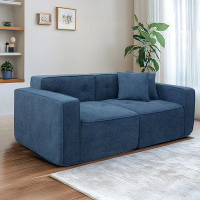 Lit moderne en velours bleu à 3 places avec compartiment de rangement pratique et fonctionnel