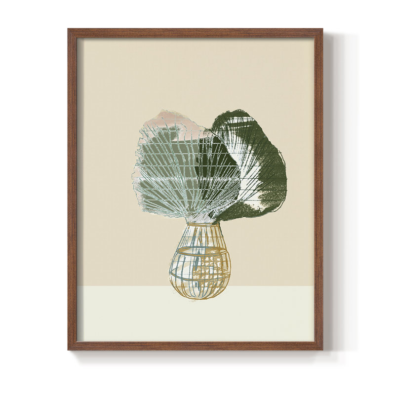 Reproduction encadrée de feuille tropicale tissée II - bois massif, H 28 po x l 22 po, Brun