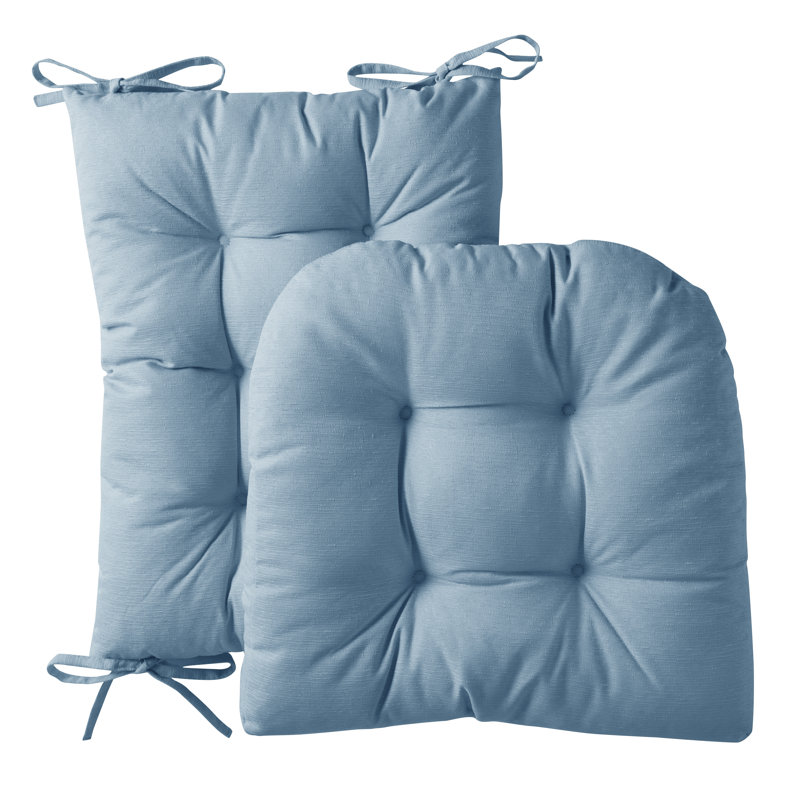 Rocking Chair Cushion Premium Comfortable Thick Tufted High-Backed Pillows Lounger Pads Nonslip Back Seat 2 Piece Set of Upper and Lower with Ties, Teal Color