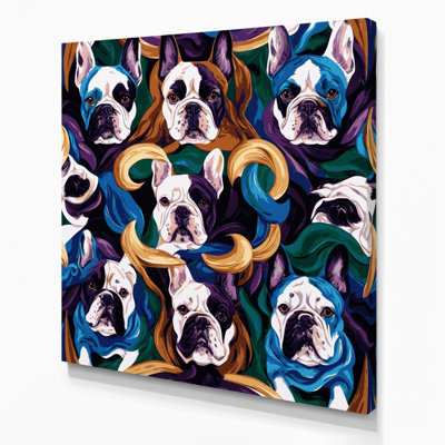 Chiens, bouledogue français, toile mauve