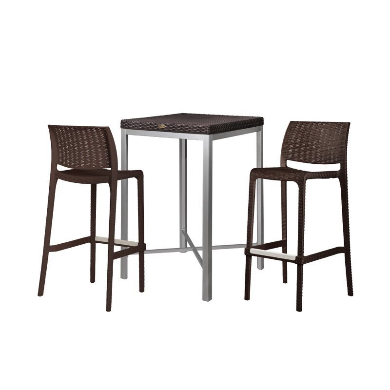 Andyn 2 - Person Patio Dining Set with Square Table, Brown