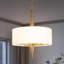 Lustre pour salle à manger, lustre tambour moderne doré à 4 lumières avec abat-jour en tissu blanc pour l