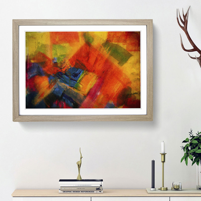 Abstract Art Painting Vol.120 by S.Johnson - Framed Print, 27cm H x 36cm W x 2cm D, Oak Framed