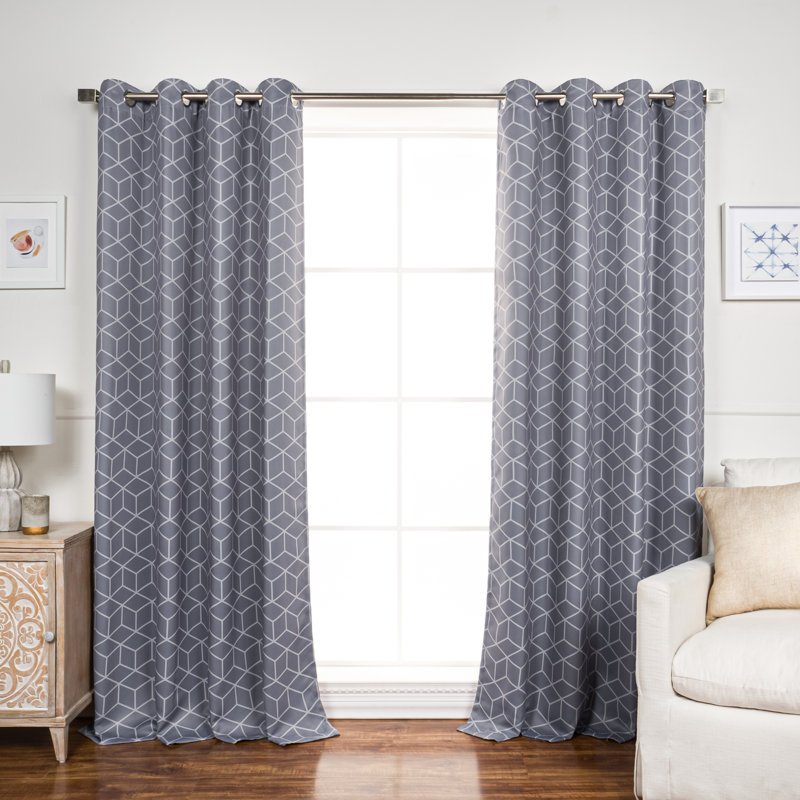 Paire de rideaux occultant en polyester Kamri, L 52 po x L 84 po, gris