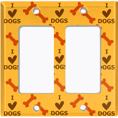 Plaque murale à 2 interrupteurs à bascule I Love Dogs Heart Crosshatch Bone