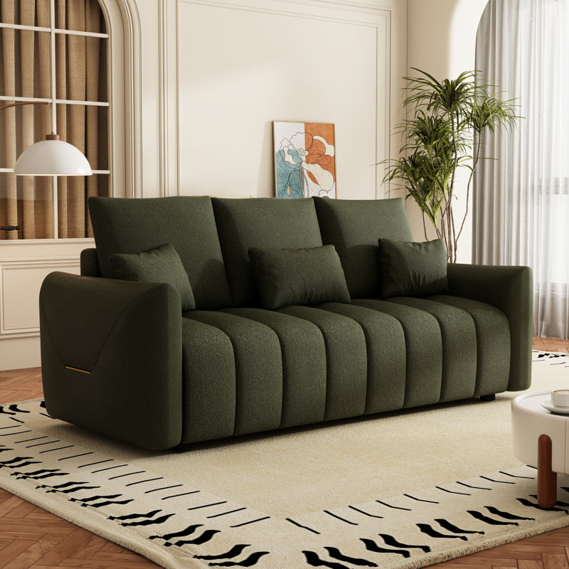 Chaise de salon en tissu 80,7 po: bois massif, 3 sièges, avec cadre en bois pour la maison avec: 80,7 po, confort de chambre à coucher