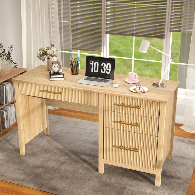 54" Executive Desk with File Cabinet 