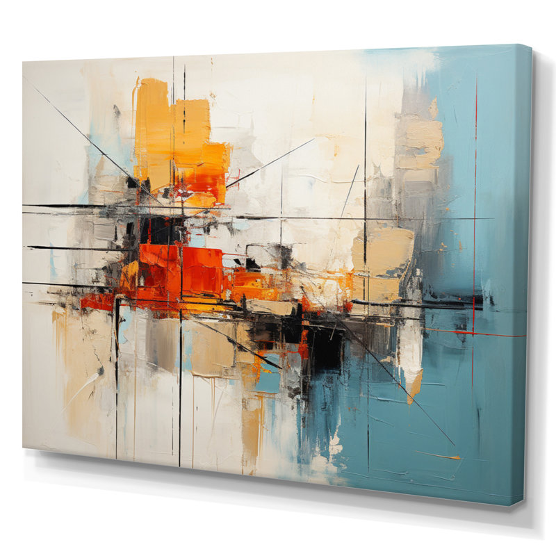 Teal Orange Bold Energy IV - Dams, art mural, Toile tendue, H 34 po x l 44 po x P 1,5 po