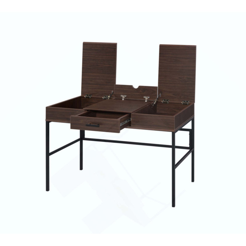 Bureau d'écriture moderne avec port USB et beaucoup de rangement, parfait pour le bureau à domicile et les espaces d'étude.