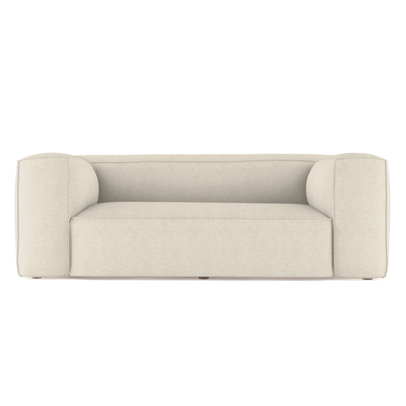 Varick Oversize Track-Arm Sofa with Flange, Box Weave Linen Graphite, 30" H x 96" W x 47" D, Weathered