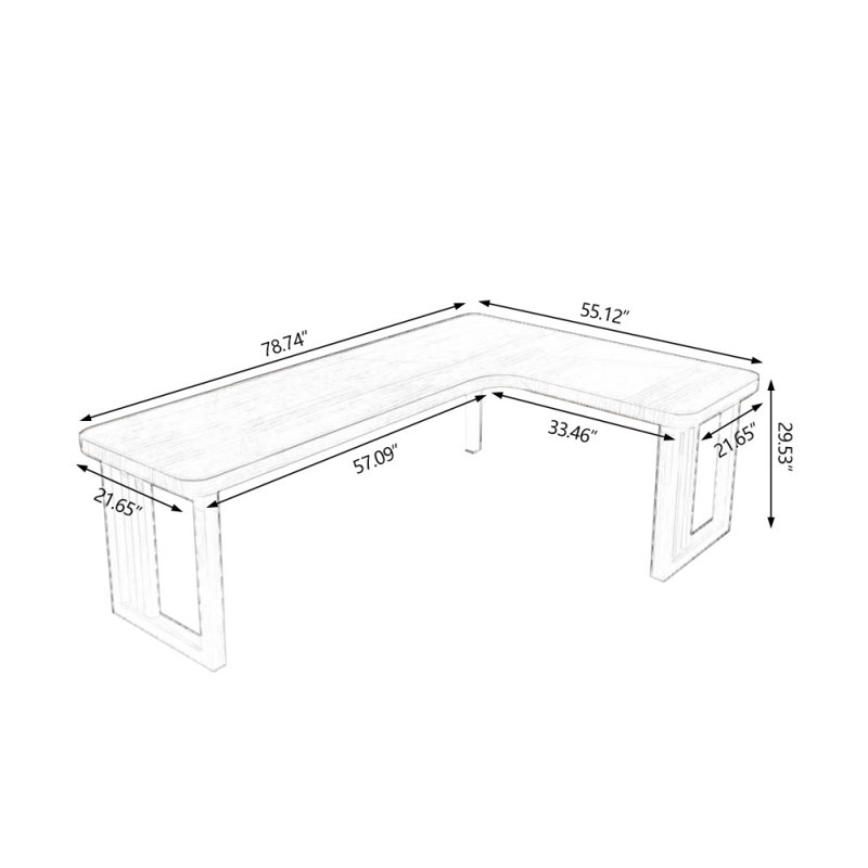 Tan Rectangular Solid Wood desks, Right Hand Return, 29.53"H x 78.74" W x 55.12" D