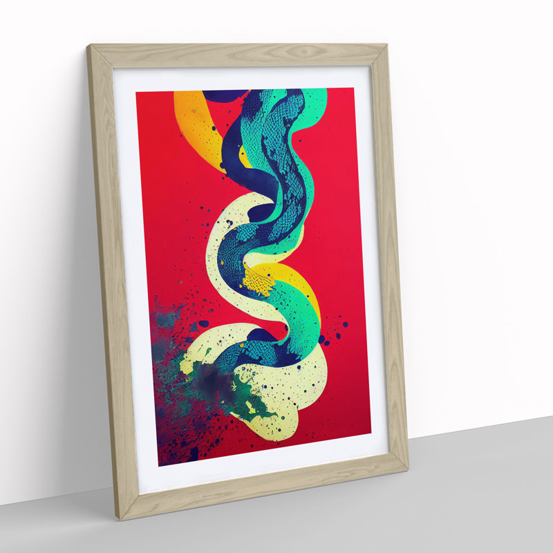 Snake Splash - Single Picture Frame Print, 34cm H x 25cm W x 2cm D, Oak