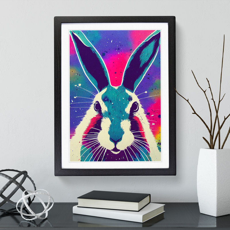 Hare No.1 Abstract - Single Picture Frame Painting, 64cm H x 46cm W x 2cm D, Black