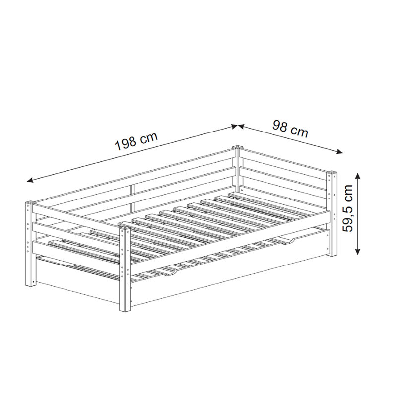 Cordeiro Single (3') Bed with Trundle, Walnut