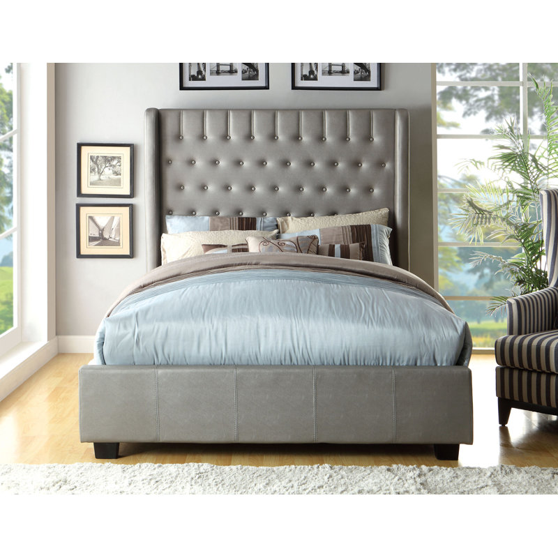Lit tapissier Estelle, Grand lit, Argent argent