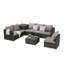 Ensemble de mobilier de patio 6 pièces, ensemble modulaire en L tissé pour l'extérieur, ensemble de conversation en osier avec table d'angle et table en verre pour la piscine-2119175047