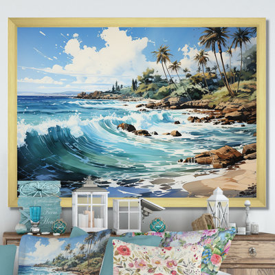 Palmier turquoise sur fond tropical