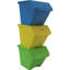  Bacs à volets empilables 10 gallons, ensemble de rangement recyclable 3 pièces, multicolore