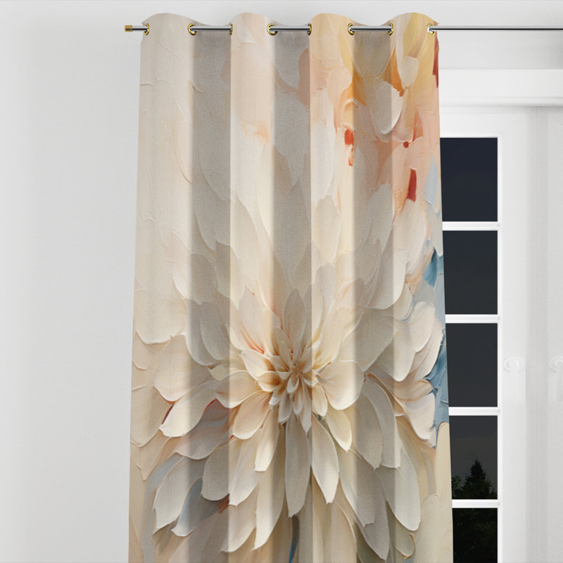 Gridley White Dahlia Flower Minimalism I - Traditional Velvet Grommet Curtain - Room Darkening - 1 panel, 52" W x 120" L