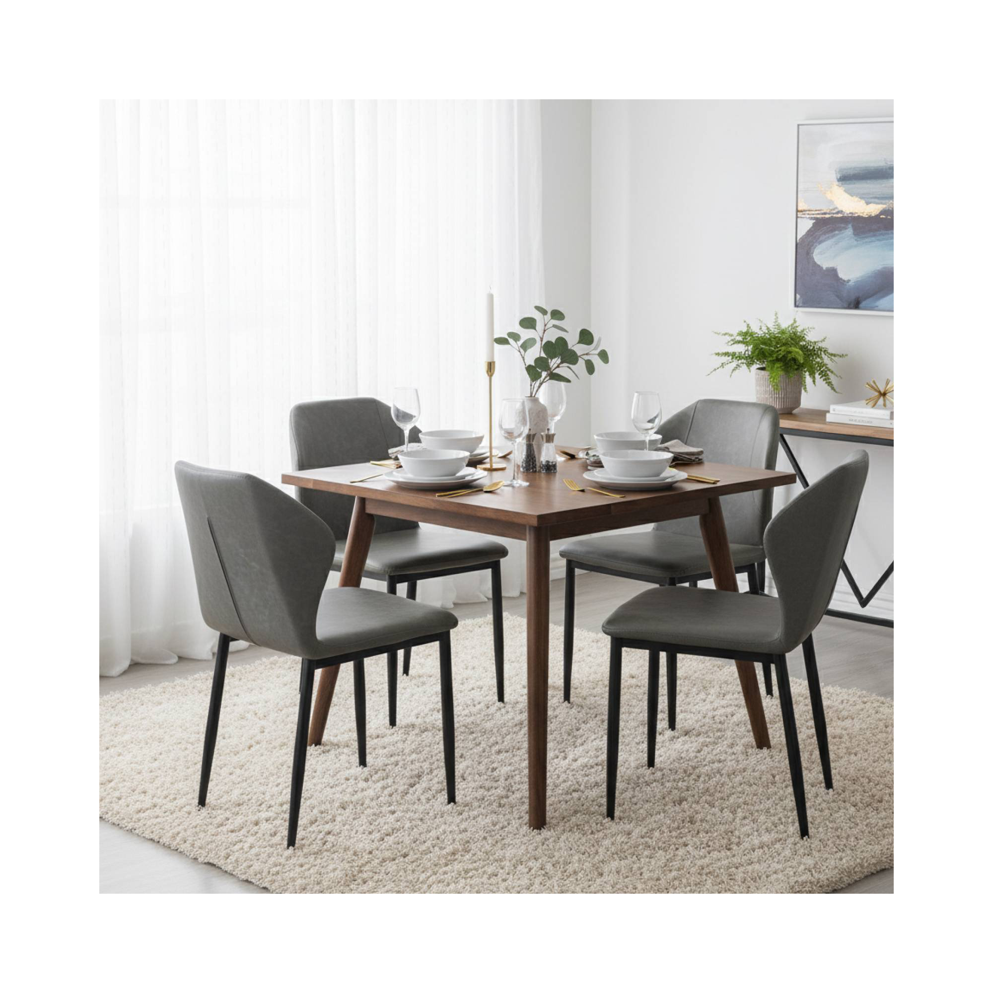 Steves Fabric Metal Side Chair Dining Chair, Single, Olive Green