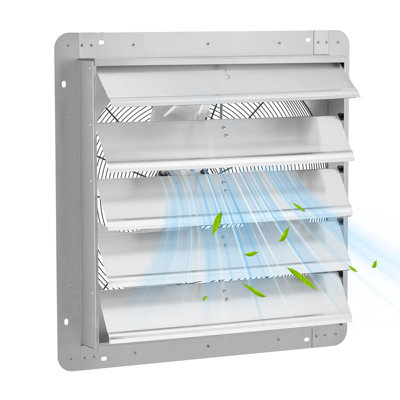 24" Wall-Mounted Exhaust Fan, High-Speed Ventilation for Attic & Garage, Variable Speed Control, 3837 CFM, Silver