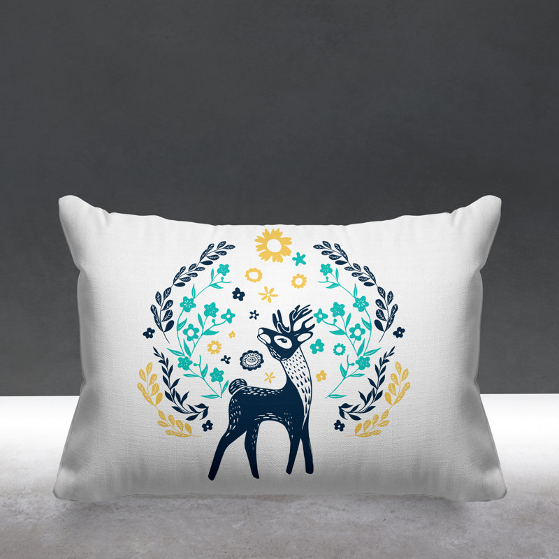 Coussin décoratif Bucky Rustic Woodland Deer, Sarcelle / bleu marine