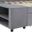 Lit simple avec revêtement en velours gris et plateforme de rangement supplémentaire durable