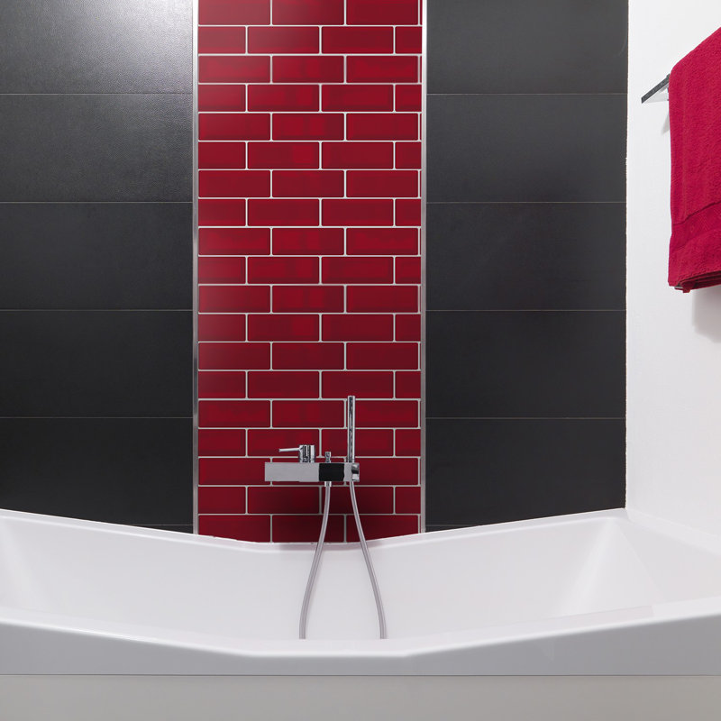 Anjolee 15cm W x 30cm L Vinyl Peel and Stick Subway Tile, Red/White