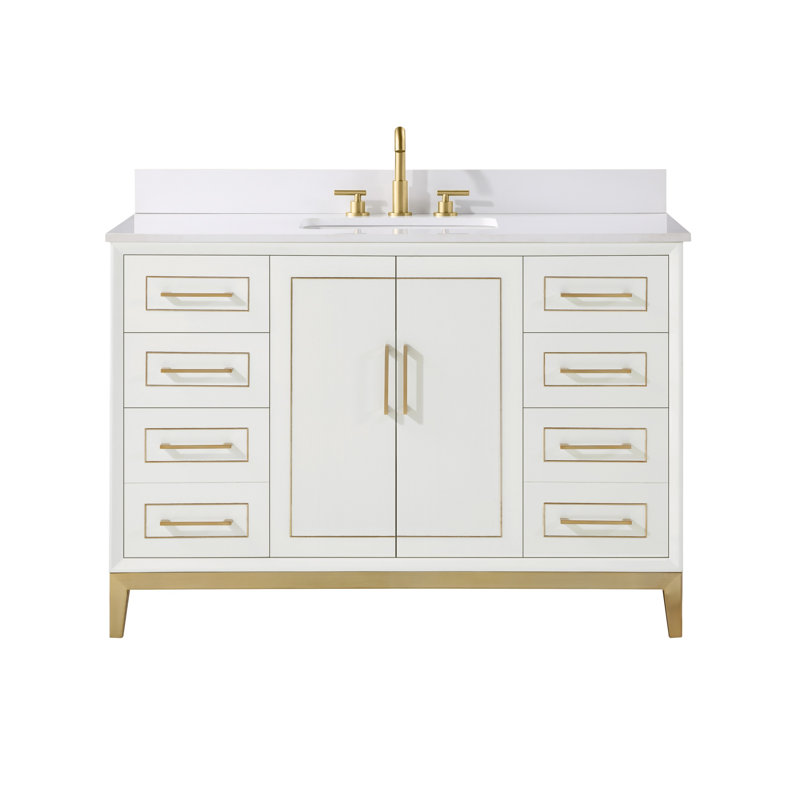 Gracie 48'' W Single Vanity, White Quartz, Satin White (Cream White)