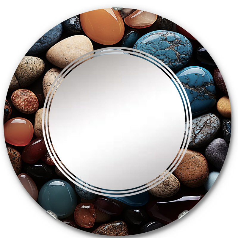 Amav - Miroir mural spirituel rond en pierre, 24 po x 24 po