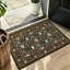 Petit tapis vintage à motif floral, bordure rouge foncé, 120 x 80 cm