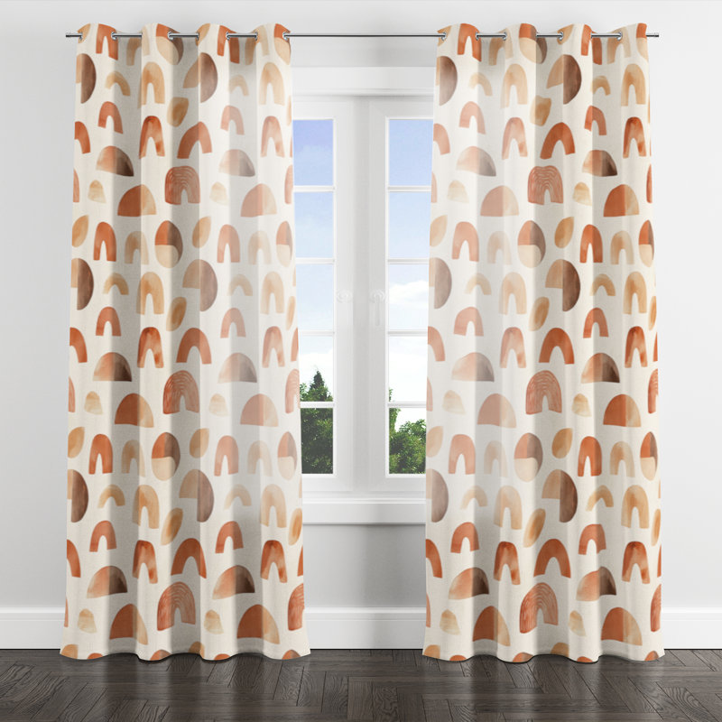 Rideaux obscurcissant Abstract Room - Rideau à œillets Boho Terra - 1 panneau, L 52 po x L 90 po, Œillets argentés