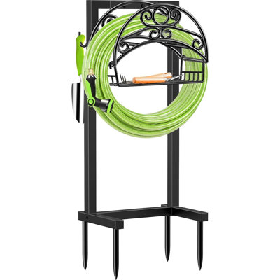 Upgraded Heavy-Duty Freestanding Garden Hose Holder With 4 Spikes – Stable Water Hose Hanger, Holds Up To 160 FT Hose, Outdoor Hose Storage Organizer For Yard