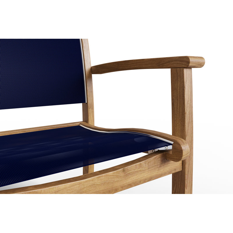 Chaise de patio empilable en teck, Bleu / Naturel