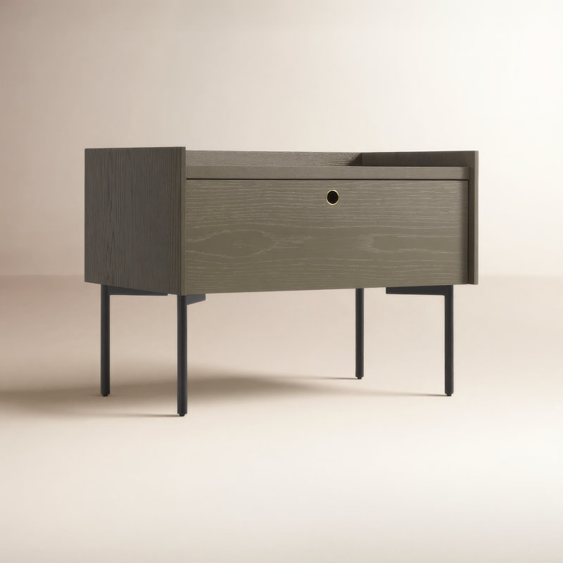 Peek 27'' W Metal Nightstand, Dark Olive