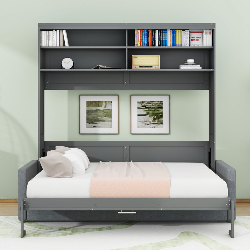 Grand lit escamotable avec canapé, Gris