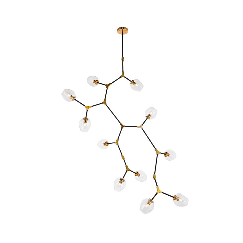Kalish 11-Light Dimmable Sputnik Chandelier , Light Antique Brass/Flat Black