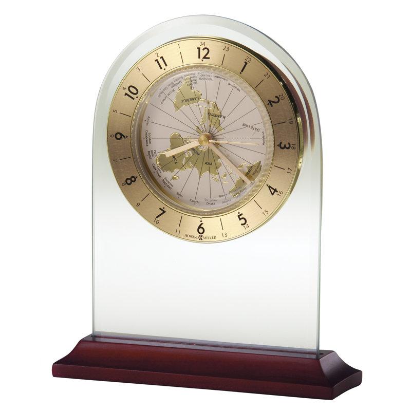 Traditional Analogue Rosewood Solid Wood Quartz Movement / Crystal Alarm Tabletop Clock in Clear