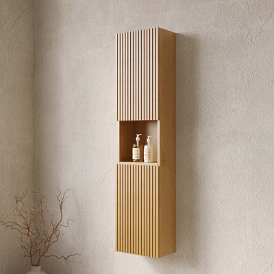 13.78" Latonya Wall Mounted Cabinet, Narrow Storage Cabinet With Doors And Shelves