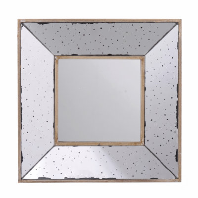 12" X 12" Distressed Silver Square Accent Mirror, Wall Mirror
