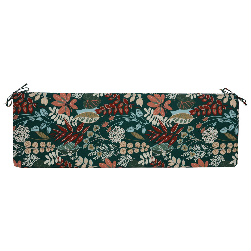Outdoor Bench Cushion, Green/Windcrest Spruce Floral, 63" W x 19" D