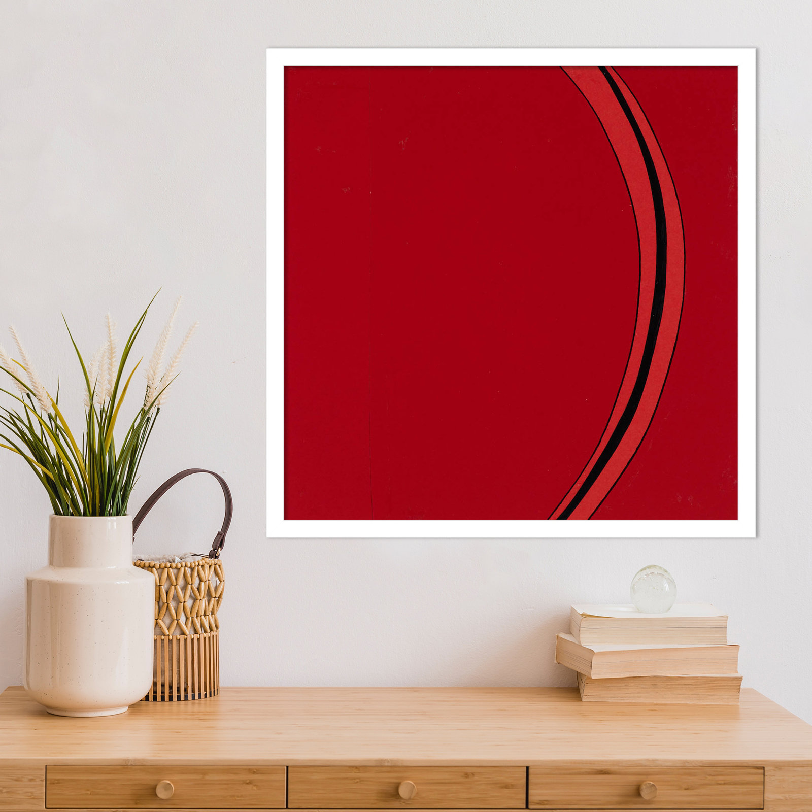 Segment Print by Alex Dunn, White, 21" H x 21" W