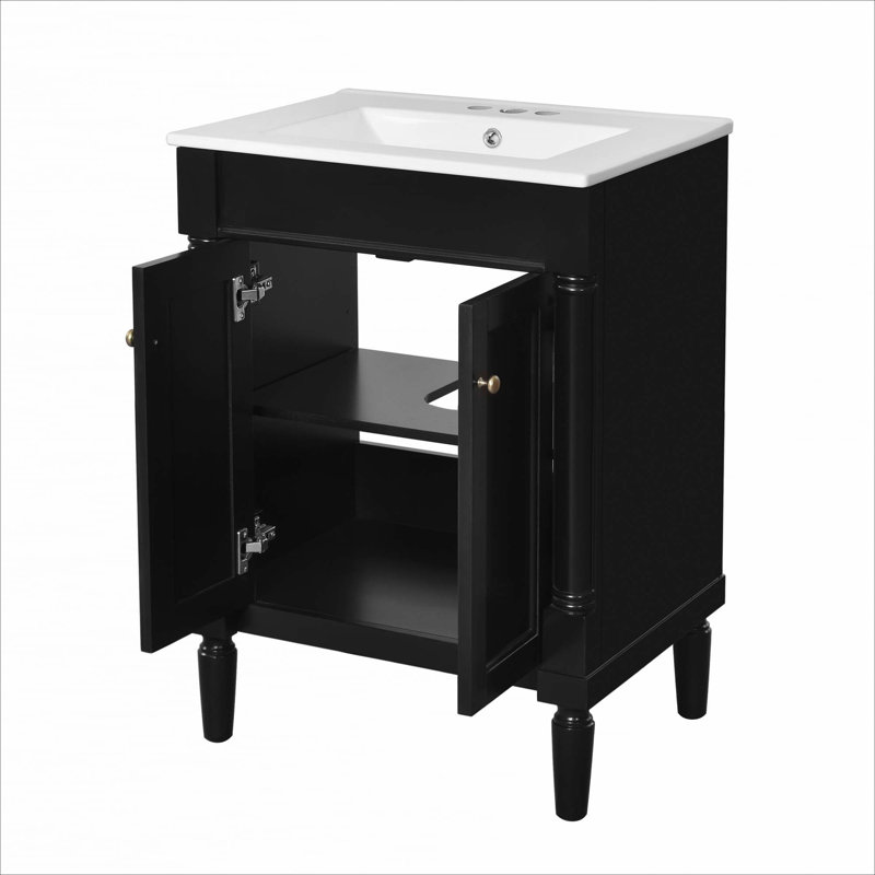 Meuble-lavabo 24 po avec lavabo supérieur, Noir