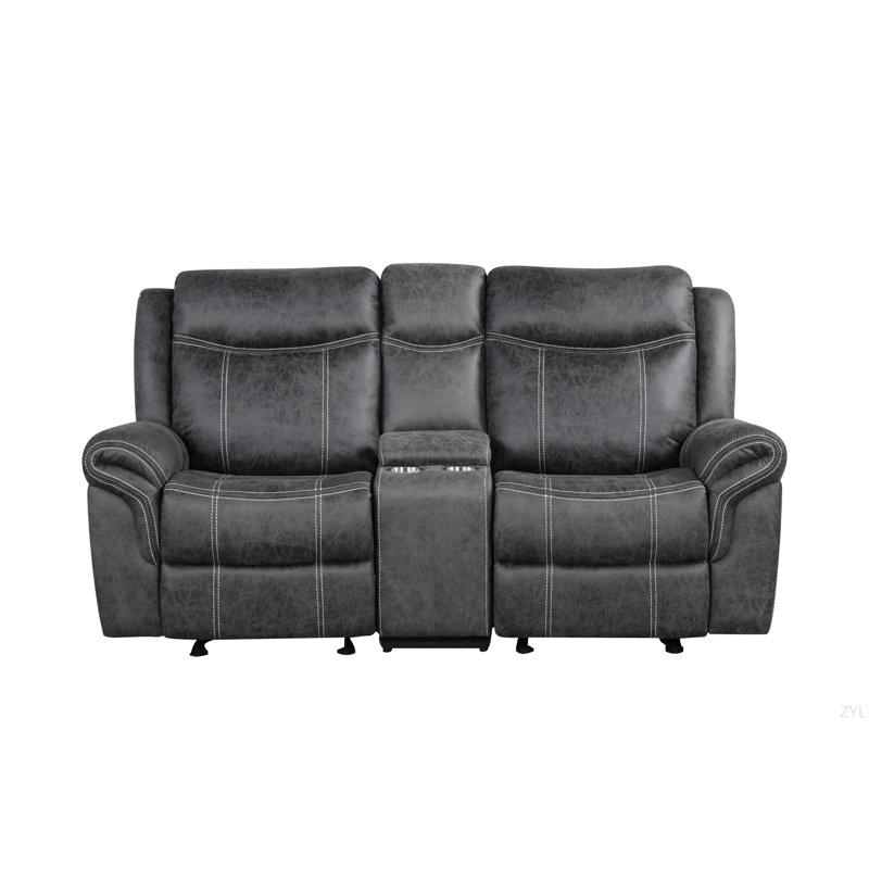 Causeuse à mouvement électrique en microfibre gris foncé foncé avec mouvement USB