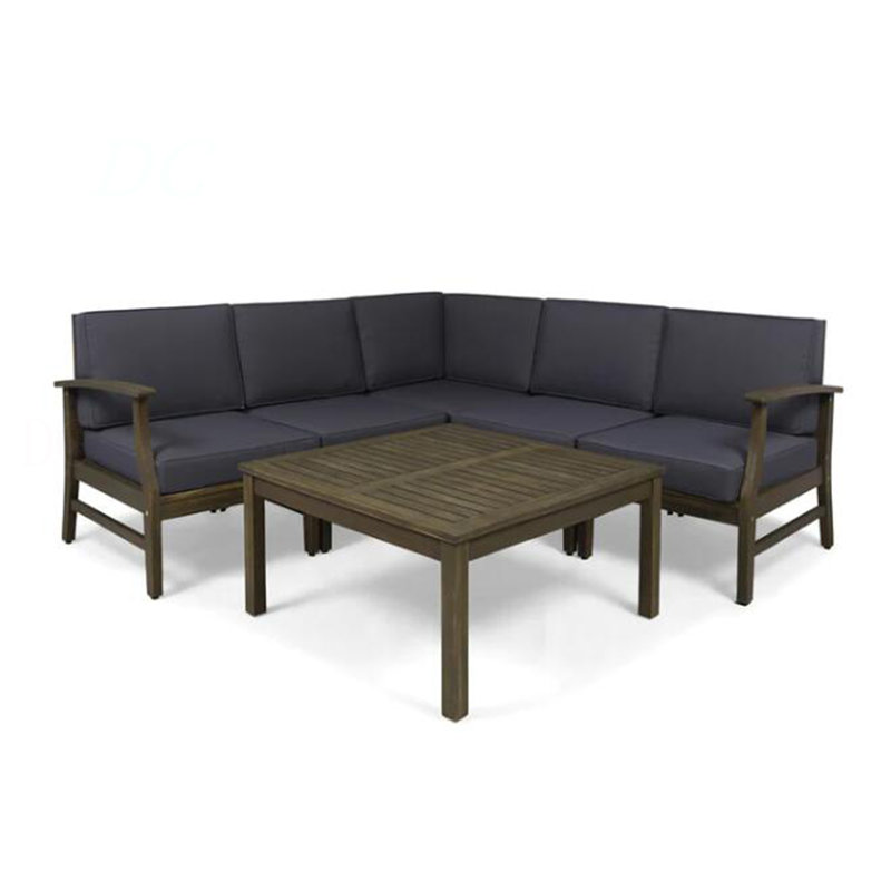 PERLA 6-PCS SOFA SET, Dark Gray Cushion/Gray Frame