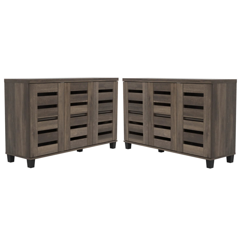 Lismore 3-Door Manufactured Wood Shoe Storage Cabinet, Dark Dusty Oak