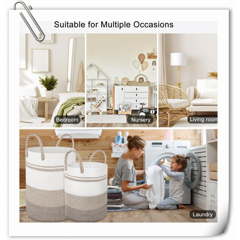 Panier en tissu Beachcrest Home ™, Kaki / beige